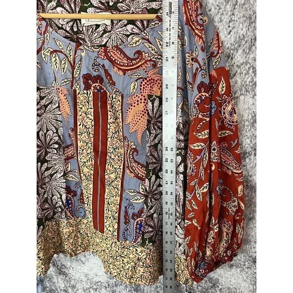 Anthropologie Sonrisa Paisley Floral Tassled Boho Peasant Viscose Blouse Size S - Picture 12 of 16